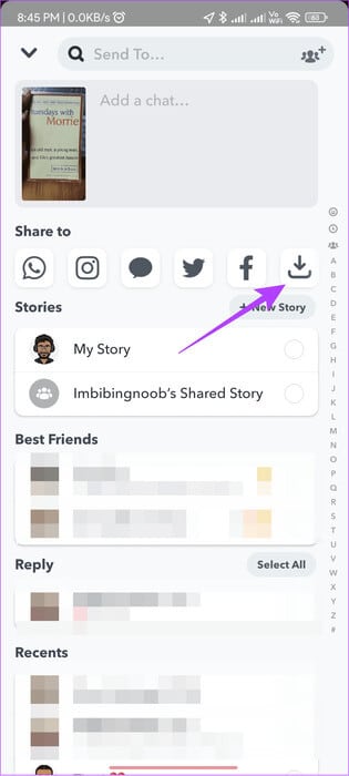 tap-Download-button-to-download-the-Snapchat-memories 3 طرق لاستعادة Snaps المحذوفة على iPhone وAndroid