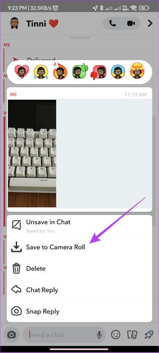 tap-save-to-camera-roll 3 طرق لاستعادة Snaps المحذوفة على iPhone وAndroid