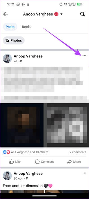 tap-the-three-dots-next-to-the-post-you-want-to-delete كيفية إلغاء ربط Instagram من Facebook