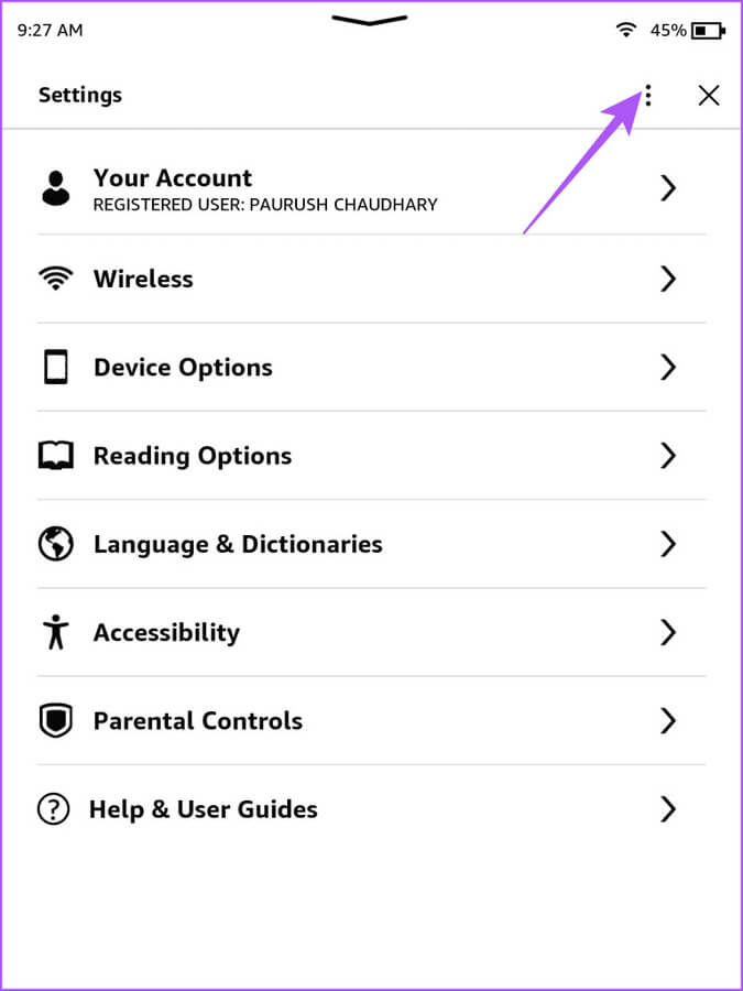 three-dots-settings-kindle-768x1024-3 أفضل 6 إصلاحات لعدم ظهور Kindle على Windows 11