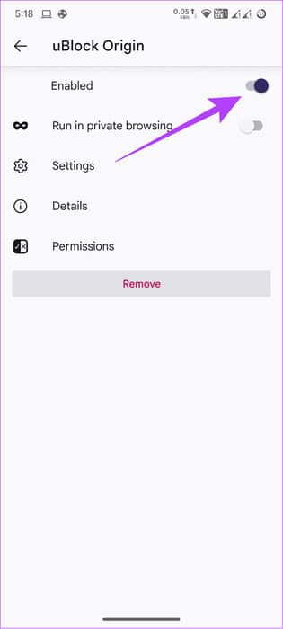 toggle-off-enabled كيفية إضافة أو إزالة ملحقات Firefox (الإضافات)