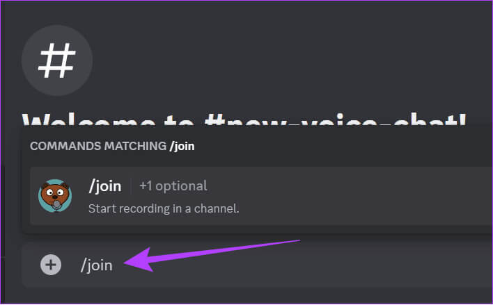 type-join-to-start-the-bot كيفية تسجيل مكالمات Discord على جهاز الكمبيوتر والهاتف المحمول