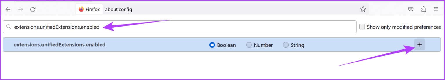 type-the-command-and-hit-the-plus-button-1536x277-1 كيفية إضافة أو إزالة ملحقات Firefox (الإضافات)