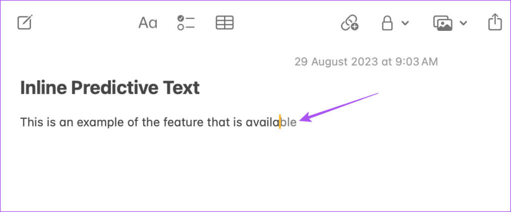 use-inline-predictive-text-Mac-1024x426-1 كيفية تمكين أو تعطيل النص التنبؤي المضمن على iPhone وiPad وMac