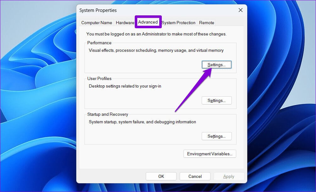 Advanced-System-Settings-1 أفضل 6 إصلاحات لخطأ DirectX "تعذر تخصيص ذاكرة كافية" على Windows