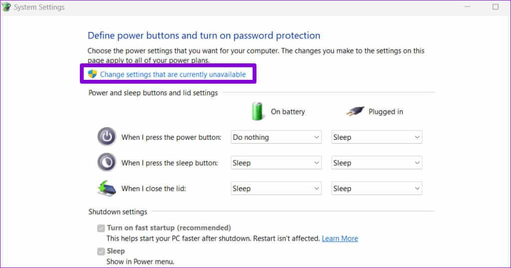 Change-Unavailable-Power-Settings-1-1024x537-1 4 طرق لتمكين أو تعطيل Num Lock عند بدء تشغيل Windows