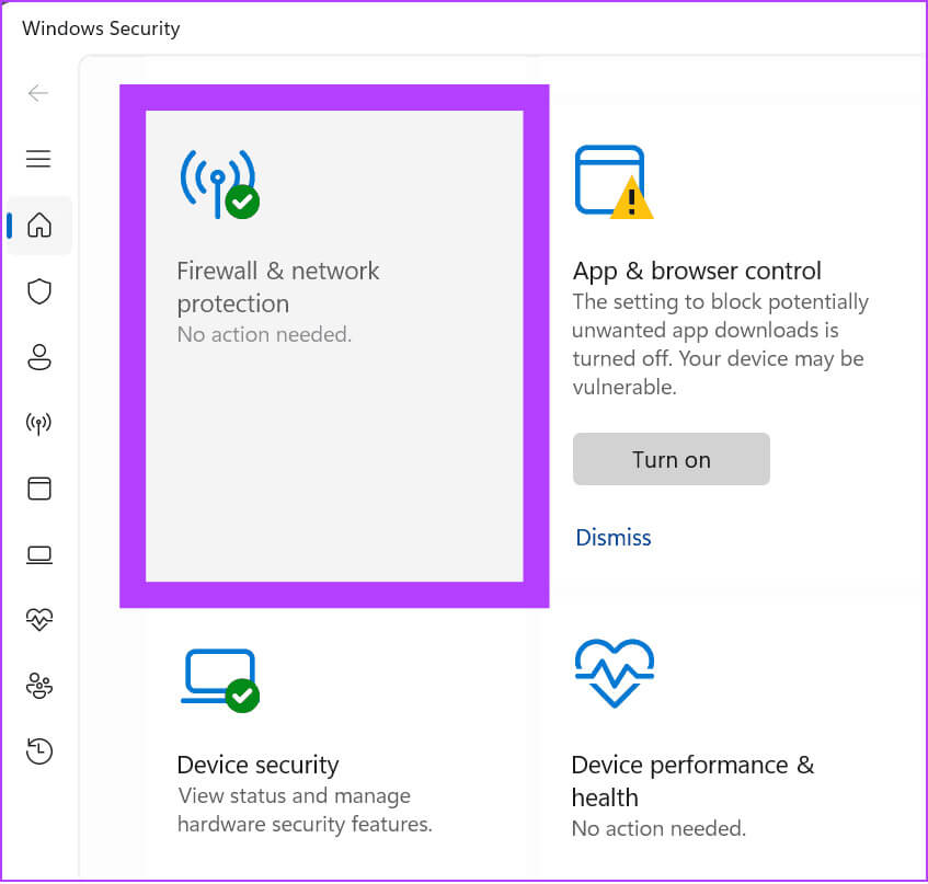 Choose-Firewall-and-network-protection 12 طريقة لإصلاح استمرار تعطل OBS على Windows