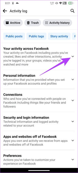 Choose-your-activity-across-Facebook-2 كيفية إزالة الإعجابات على Facebook على جهاز الكمبيوتر والهاتف المحمول