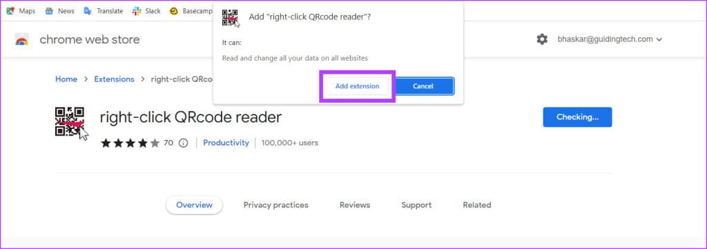 Click-Add-extension-in-the-prompt-displayed-1024x361-1 5 طرق لمسح رموز QR على جهاز كمبيوتر يعمل بنظام Windows