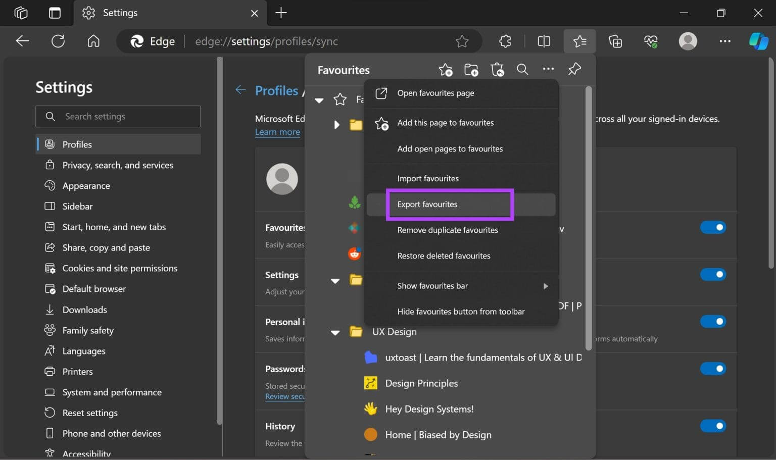Click-on-Export-Favorites-1536x911-1 كيفية نقل مفضلات Microsoft Edge أو الإشارات المرجعية على Windows