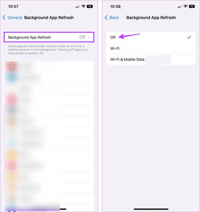Disable-Background-App-Refresh 12 طريقة لإصلاح مشكلة استنزاف البطارية في iOS 17 على iPhone