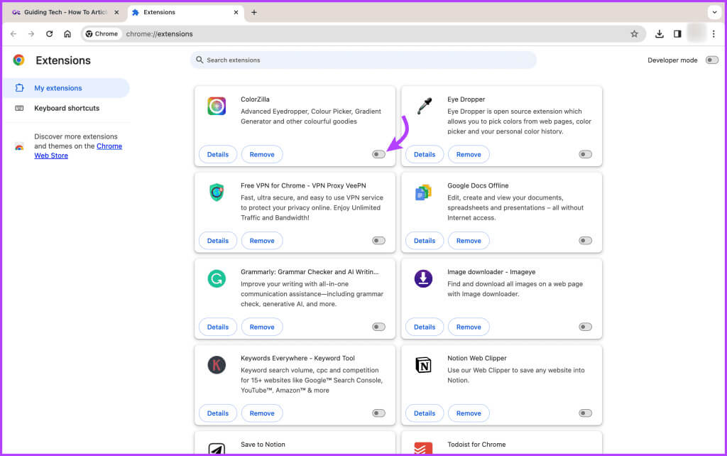 Disable-Chrome-Browser-Extensions-2-1024x642-1 8 طرق لإصلاح عدم عمل النسخ واللصق في Chrome على Mac أو Windows