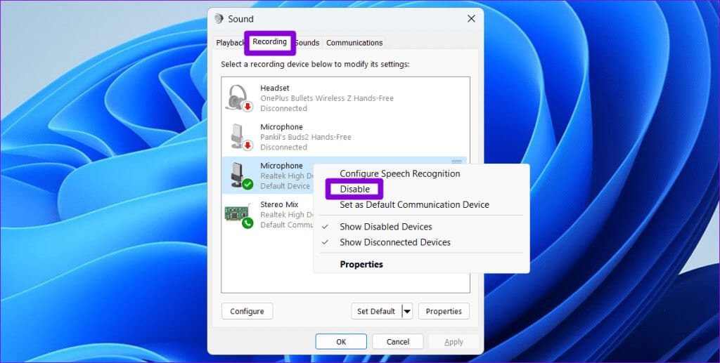 Disable-Microphone-on-Windows-1024x517-1 أفضل 6 إصلاحات لعدم عمل STEREO MIX على Windows
