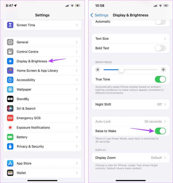 Disable-Raise-to-Wake 12 طريقة لإصلاح مشكلة استنزاف البطارية في iOS 17 على iPhone