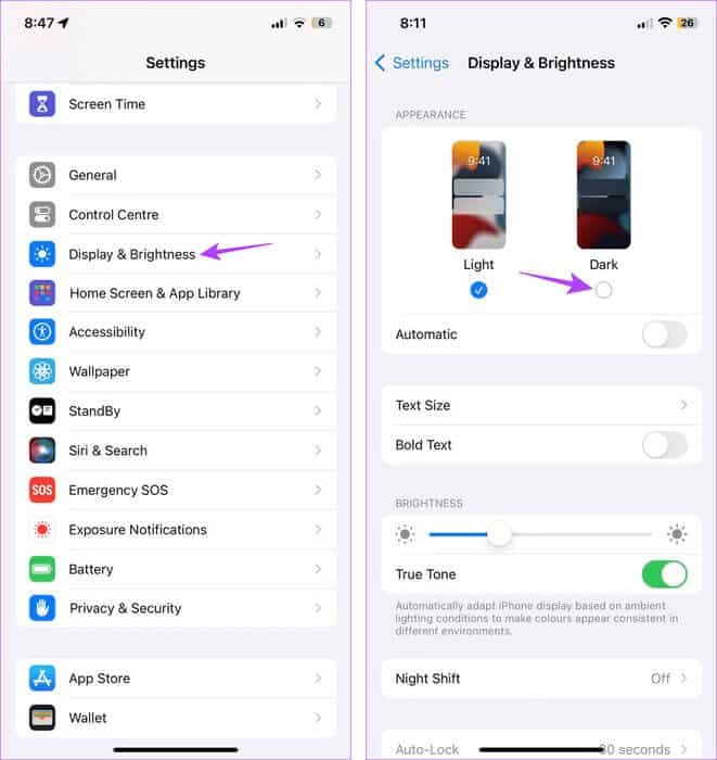 Enable-Dark-Mode 12 طريقة لإصلاح مشكلة استنزاف البطارية في iOS 17 على iPhone