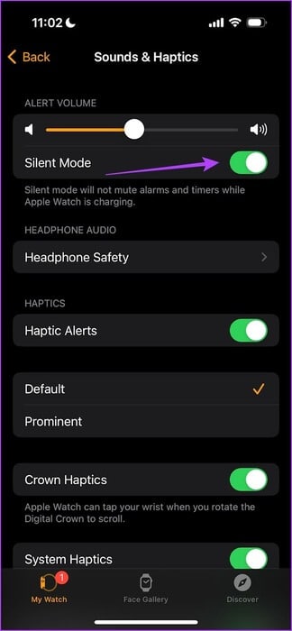 Enable-Silent-Mode-Watch-App كيفية ضبط مستوى الصوت على Apple Watch
