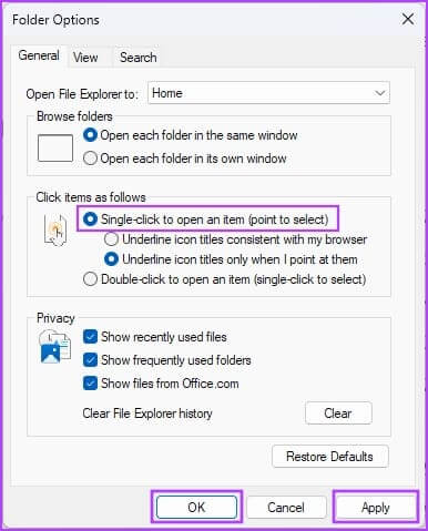 Enable-Single-Click كيفية تمكين النقرة الواحدة في Windows 11 والإصدارات الأقدم