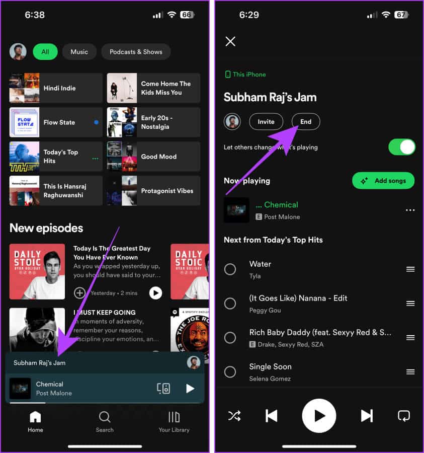 End-Jam-Session-on-Spotify كيفية بدء جلسة Spotify Jam مع الأصدقاء