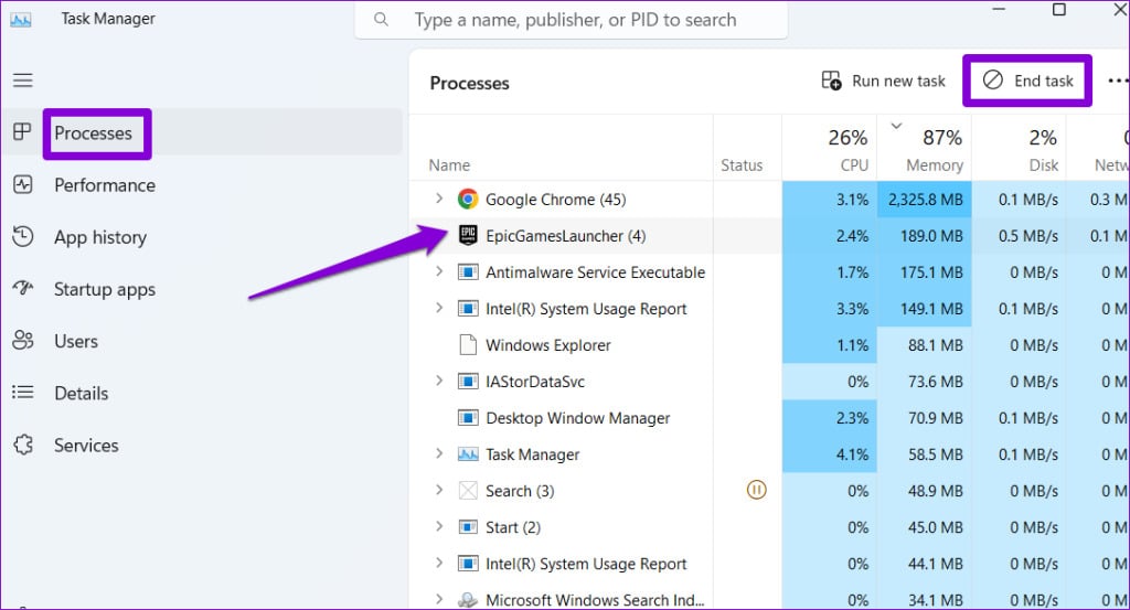 Force-Close-Epic-Game-Launcher-on-Windows-1024x553-1 أفضل 5 إصلاحات لخطأ توقفت معلومات الوحدة غير الصحيحة عن العمل على Windows