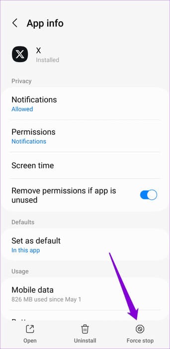 Force-Stop-Twitter-App-on-Android-500x1024-1 أفضل 7 إصلاحات لعدم عمل الصوت على Twitter على Android أو iPhone