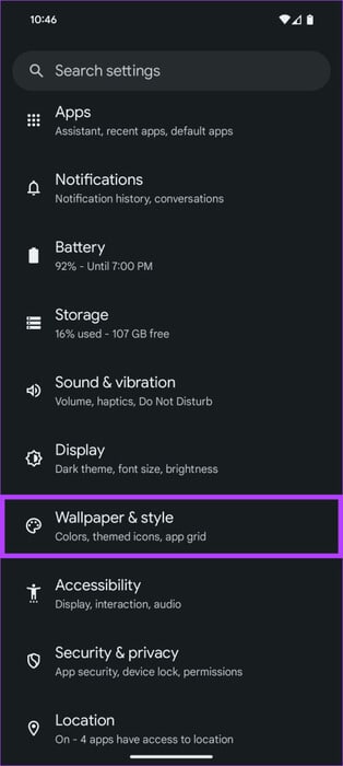 Go-to-Settings-Wallpaper-style-460x1024-1 كيفية إعداد واستخدام AI Wallpaper على Android 14