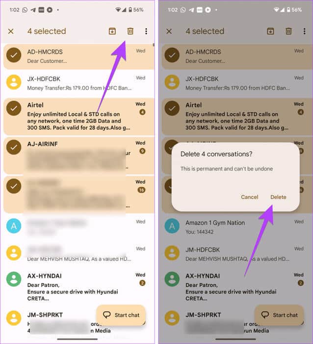 Google-Messages-Delete-multiple-sms-934x1024-1 كيفية حذف رسائل نصية متعددة أو كلها على Android