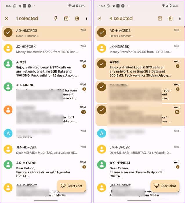 Google-Messages-select-multiple-934x1024-1 كيفية حذف رسائل نصية متعددة أو كلها على Android