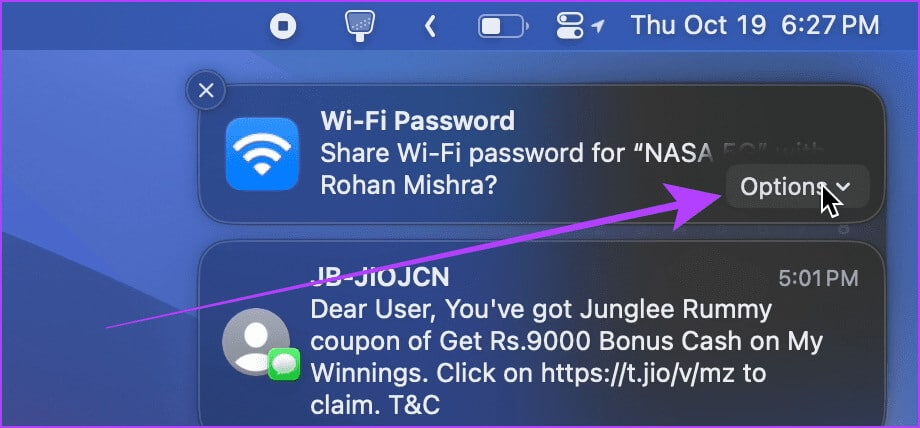 Notification-Centre-Mac 3 طرق لمشاركة كلمات مرور Wi-Fi من Mac إلى iPhone والعكس