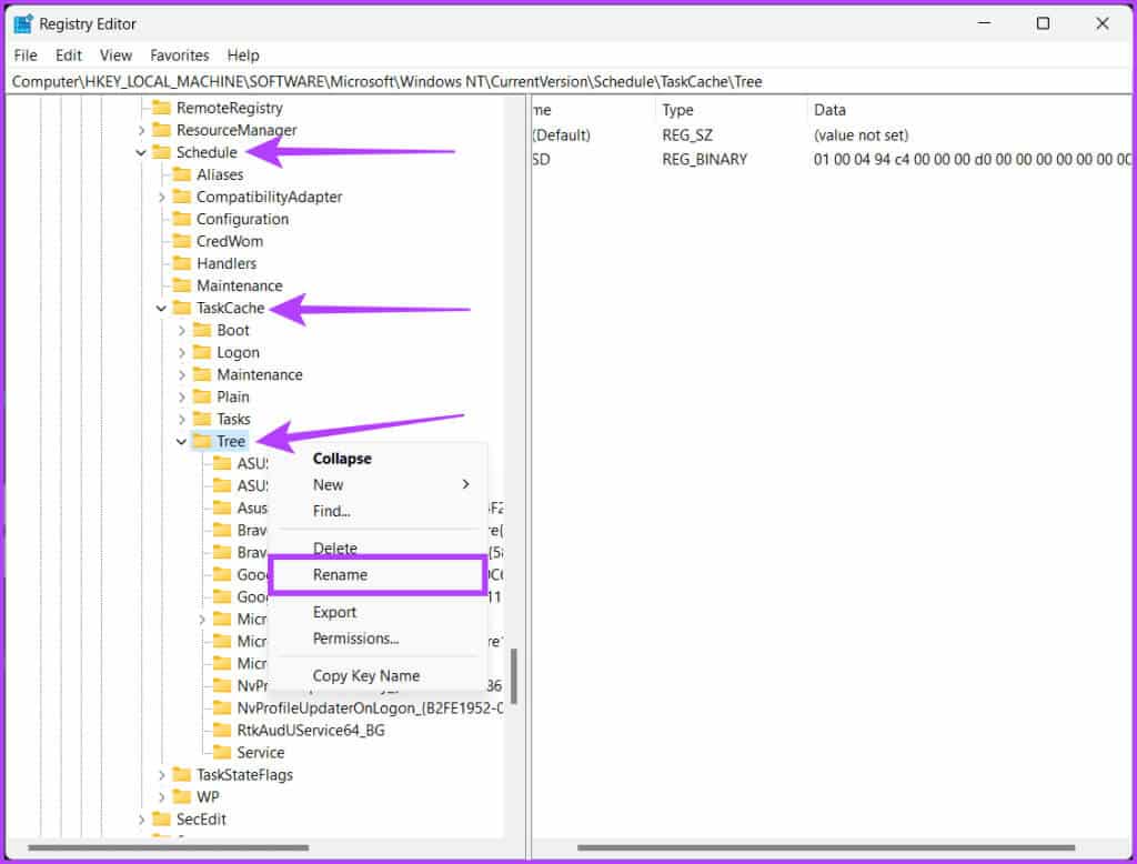 Open-Schedule-then-go-to-TaskCache-next-right-click-on-the-Tree-and-rename-it-to-Tree.old_-1024x778-1 11 طريقة لإصلاح عدم عمل برنامج جدولة المهام على Windows