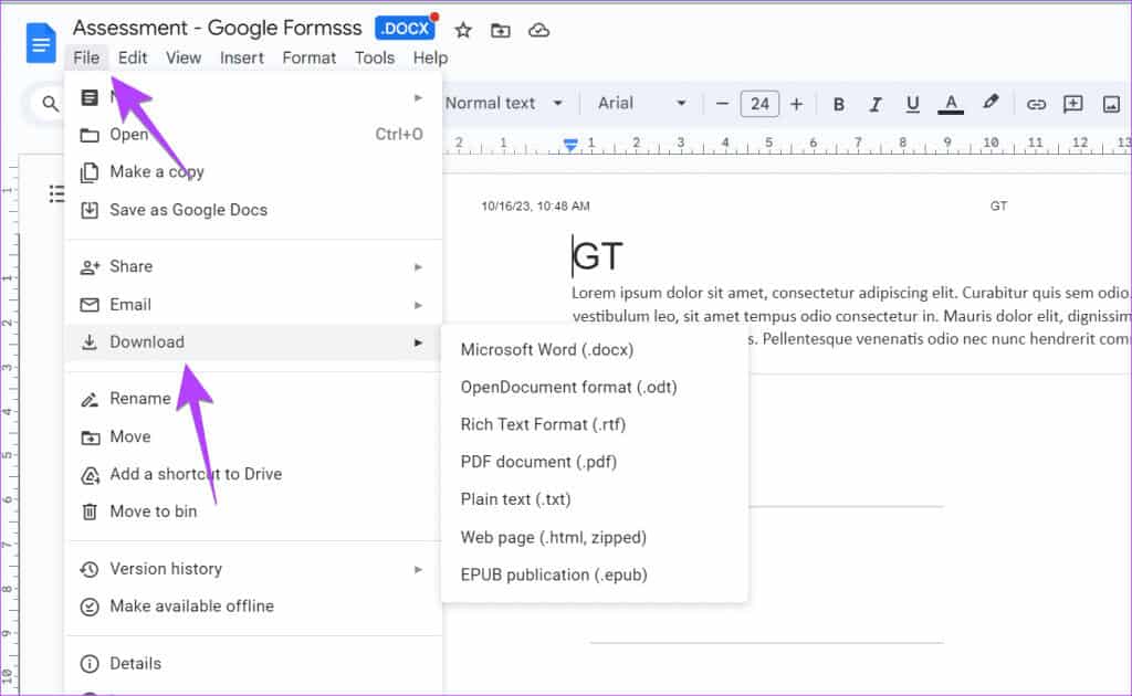 Google Forms PDF Google Docs Word 