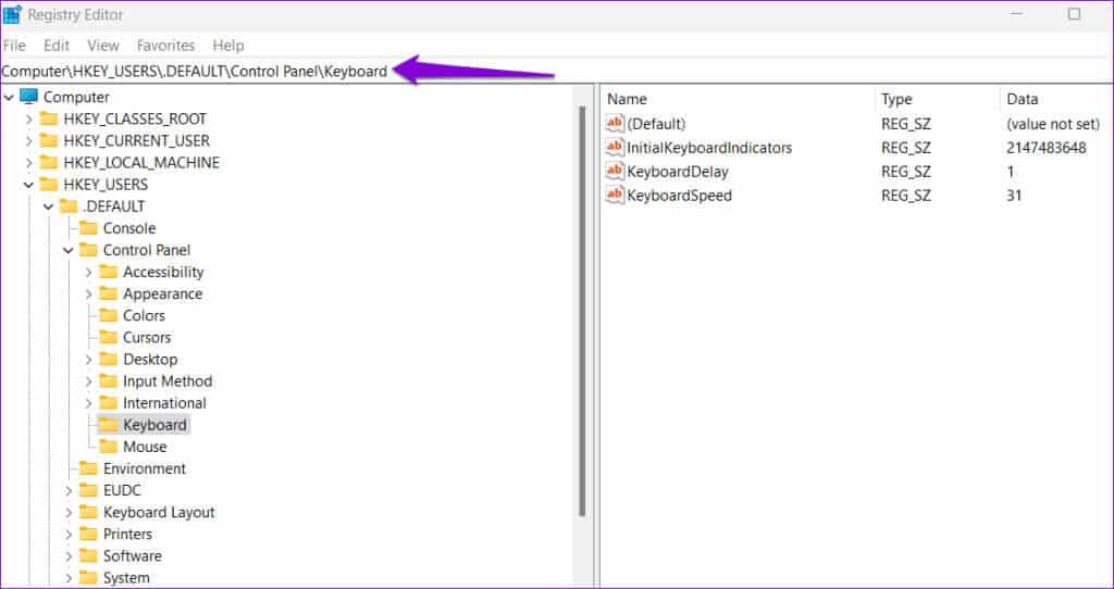 Registry-Editor-Window-11-1024x542-1 4 طرق لتمكين أو تعطيل Num Lock عند بدء تشغيل Windows