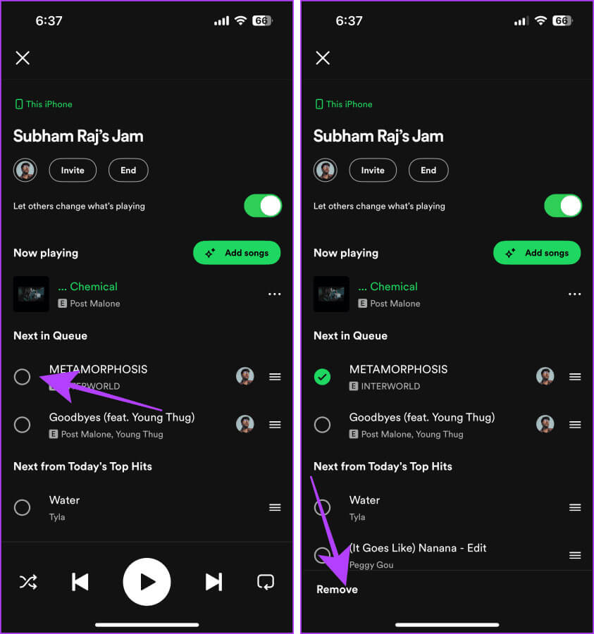 Remove-Songs-from-Spotify-Jam-Session كيفية بدء جلسة Spotify Jam مع الأصدقاء