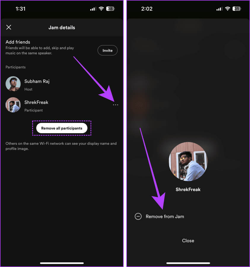 Remove-a-Friend-from-Spotify-Jam-Session كيفية بدء جلسة Spotify Jam مع الأصدقاء