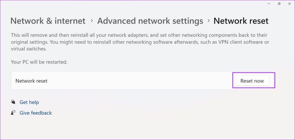 Reset-Now-1024x486-1 7 طرق لإصلاح مشكلات برنامج التشغيل أو الأجهزة لمحول Intel Wi-Fi 6 AX201