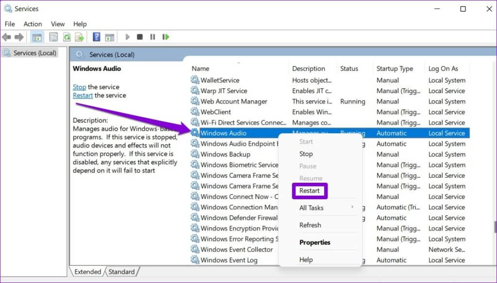 Restart-Windows-Audio-Service-1-1024x584-2 8 طرق لإصلاح عدم وصول صوت Discord عبر سماعة الرأس