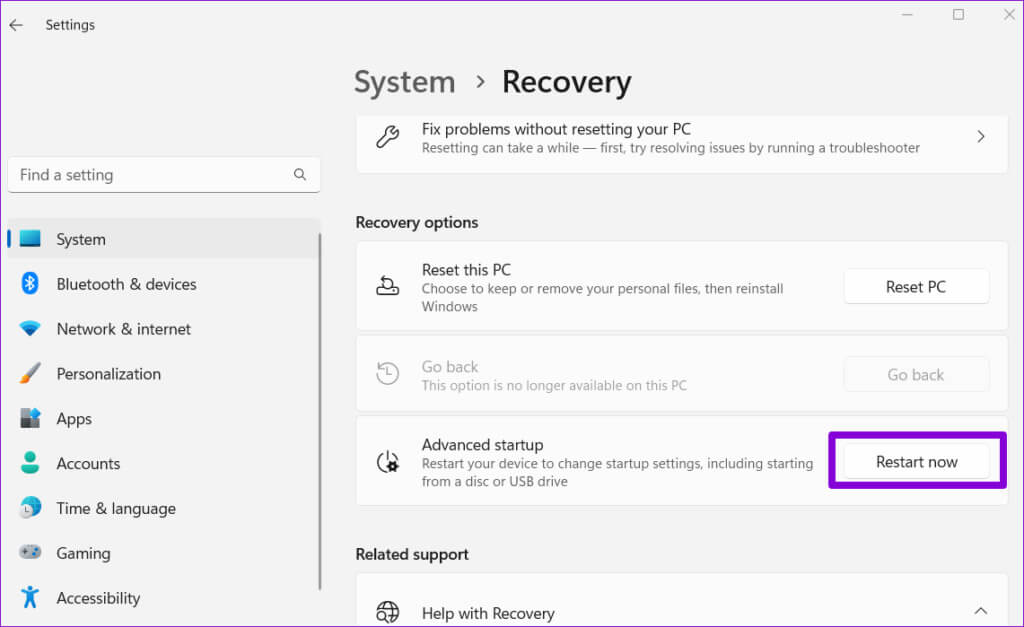 Restart-Windows-to-Advanced-Startup-1-1024x627-2 كيفية عرض درجة حرارة وحدة المعالجة المركزية على Windows
