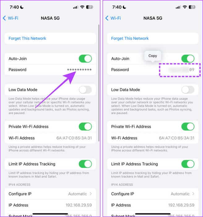 Reveal-WiFi-Password-on-iPhone-1 3 طرق لمشاركة كلمات مرور Wi-Fi من Mac إلى iPhone والعكس