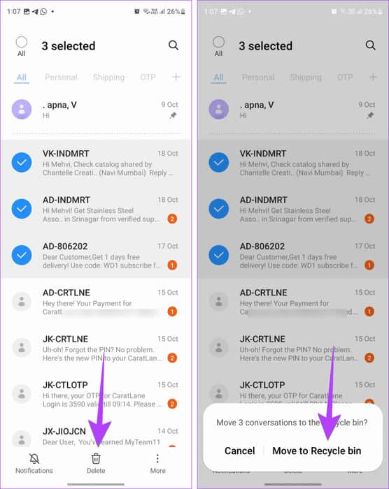 Samsung-Delete-multiple-Messages-813x1024-1 كيفية حذف رسائل نصية متعددة أو كلها على Android