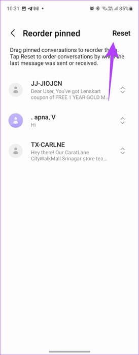 Samsung-Messages-reset-pinned-401x1024-1 5 طرق لإعادة ضبط إعدادات الرسائل على هواتف Samsung Galaxy