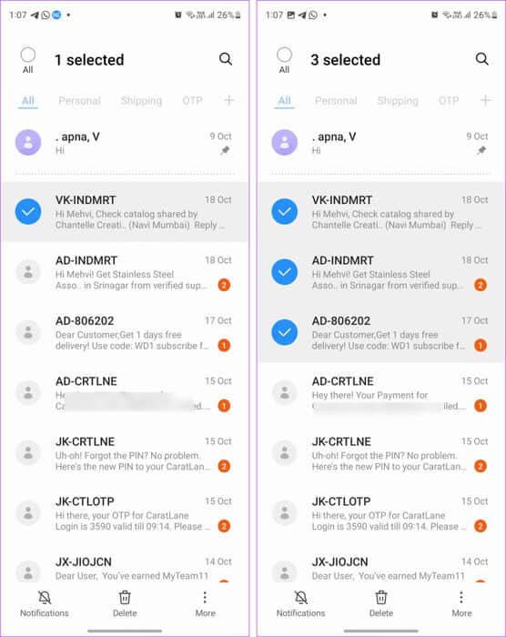 Samsung-Select-multiple-Messages-813x1024-1 كيفية حذف رسائل نصية متعددة أو كلها على Android