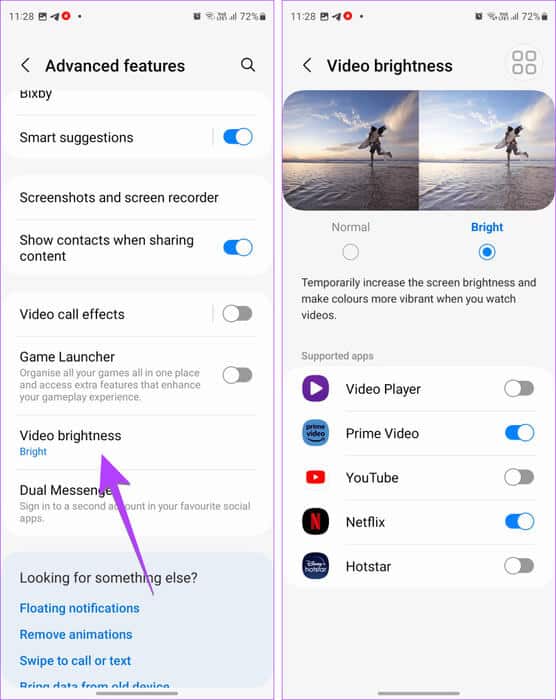 Samsung-Videoo-Brightness-Disable-813x1024-1 12 طريقة لمنع التطبيقات من التحكم في السطوع على Android