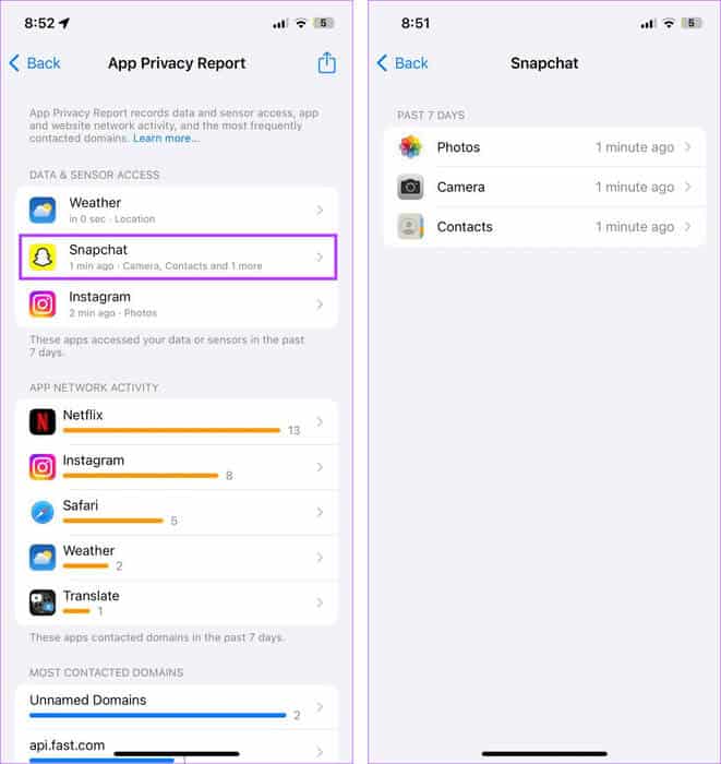 See-Data-Sensor-Access-data ما هو تقرير خصوصية التطبيقات على iPhone وكيفية استخدامه