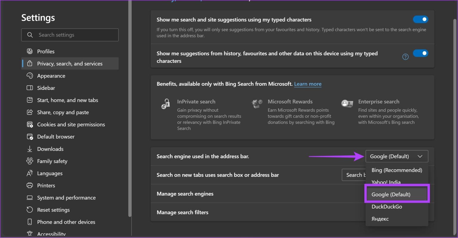 Select-Google-1536x797-1 5 طرق لإزالة Bing من Windows 11