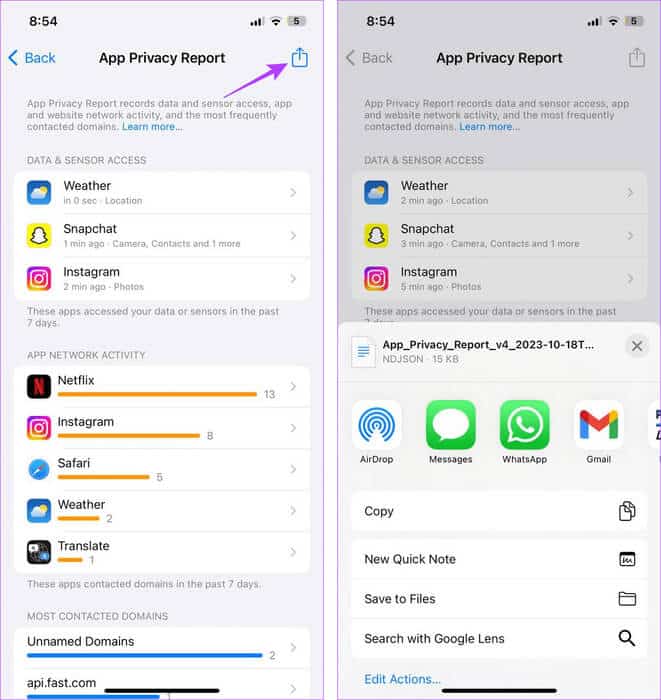 Share-App-Privacy-Report ما هو تقرير خصوصية التطبيقات على iPhone وكيفية استخدامه