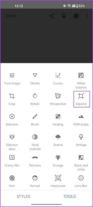 Snapseed-Expand كيفية جعل أي صورة مناسبة كخلفية على Android