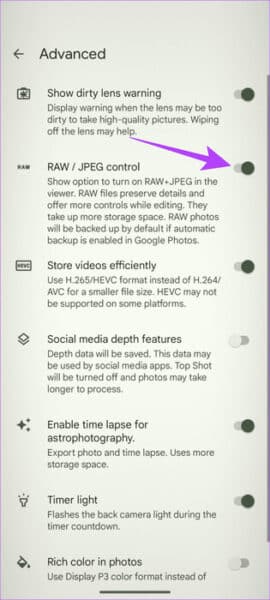 Take-RAW-Images-Pixel-8-Settings-3-Pixel-8-and-Pixel-8-Pro-Camera-Tips-and-Tricks-461x1024-1-e1701465766319 8 أفضل النصائح والحيل لكاميرا Google Pixel 8 و8 Pro