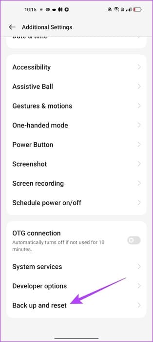 Tap-on-Backup-and-Reset كيفية إصلاح مشكلة عدم تدوير Google Maps تلقائيًا على iPhone وAndroid