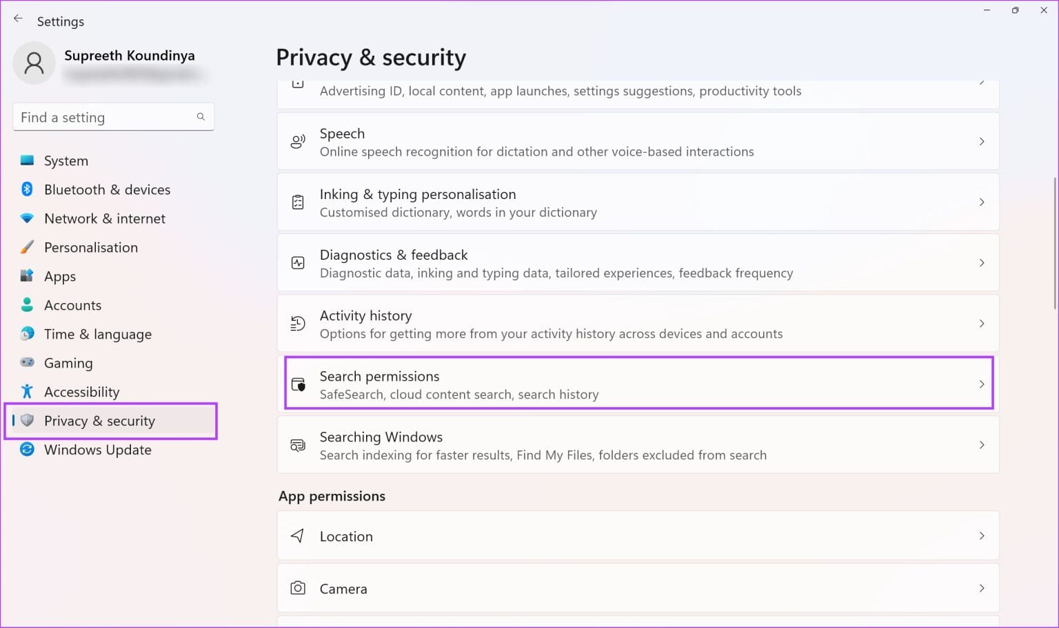 Tap-on-Search-Permissions-1536x912-1 5 طرق لإزالة Bing من Windows 11