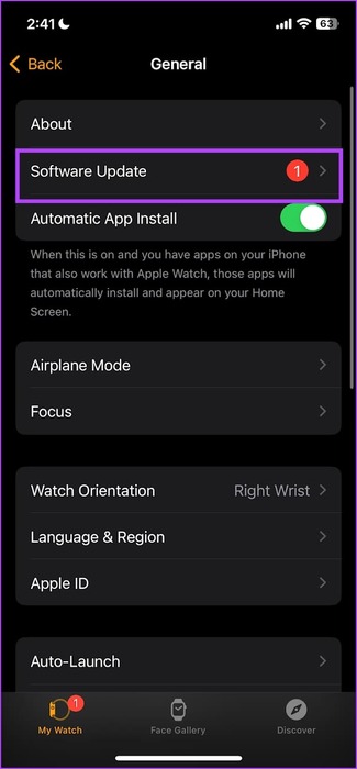 Tap-on-Software-Update 8 طرق لإصلاح عدم عمل Walkie Talkie على Apple Watch