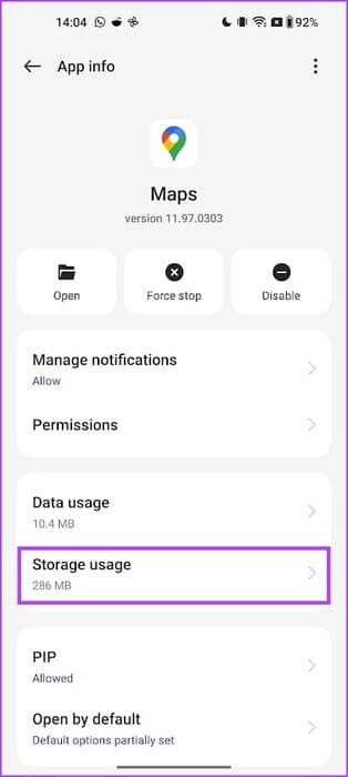 Tap-on-Storage-Usage-Maps كيفية إصلاح مشكلة عدم تدوير Google Maps تلقائيًا على iPhone وAndroid